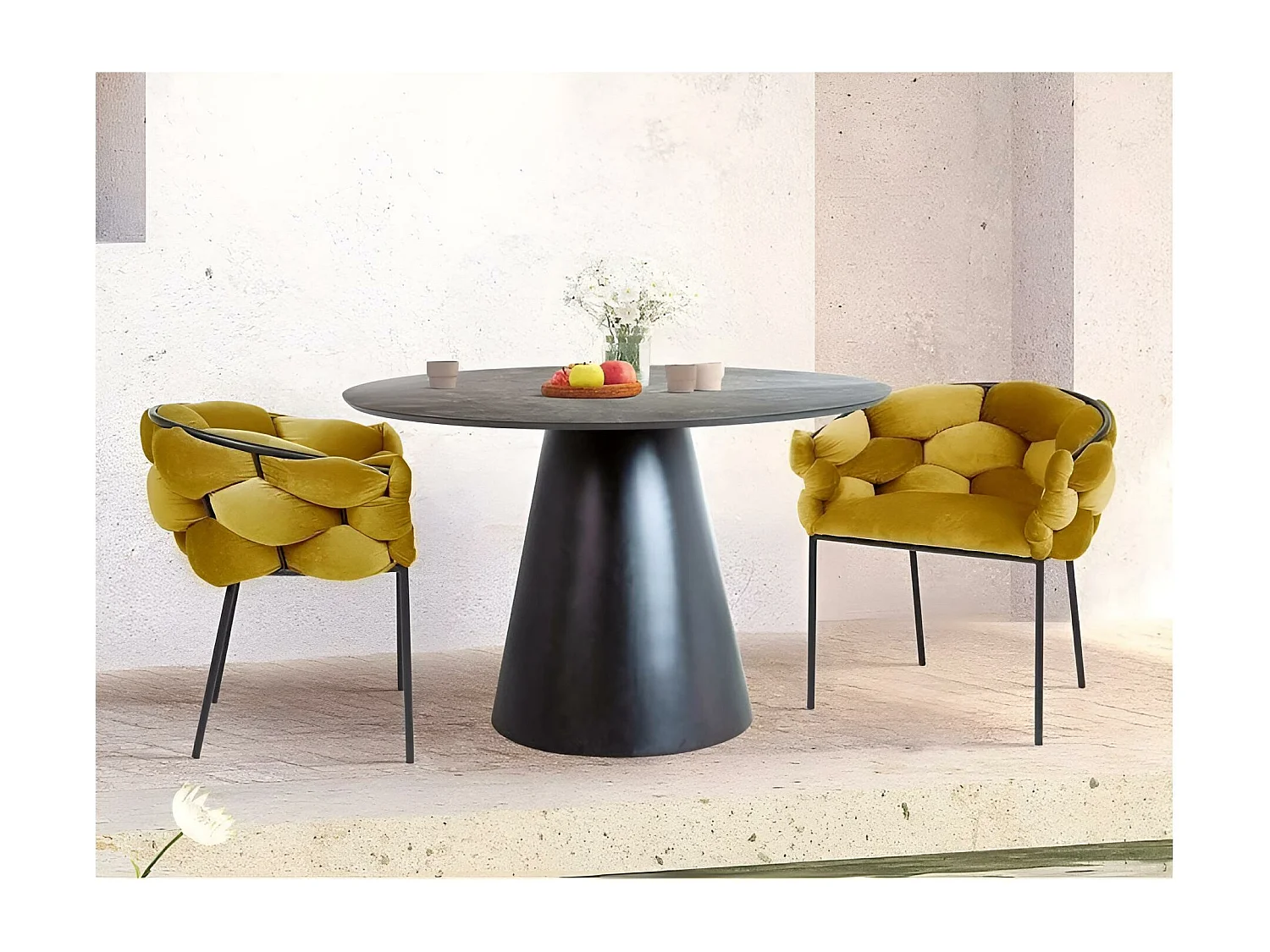 Sedia Norte/Tessuto Velluto/Giallo