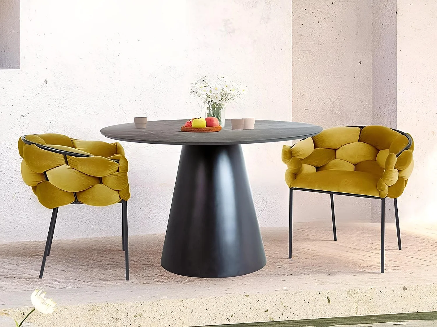 Sedia Norte/Tessuto Velluto/Giallo