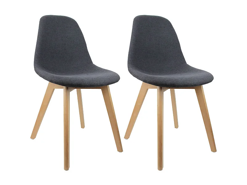 MEDYNA - Lot de 2 Chaises Scandinaves Noires