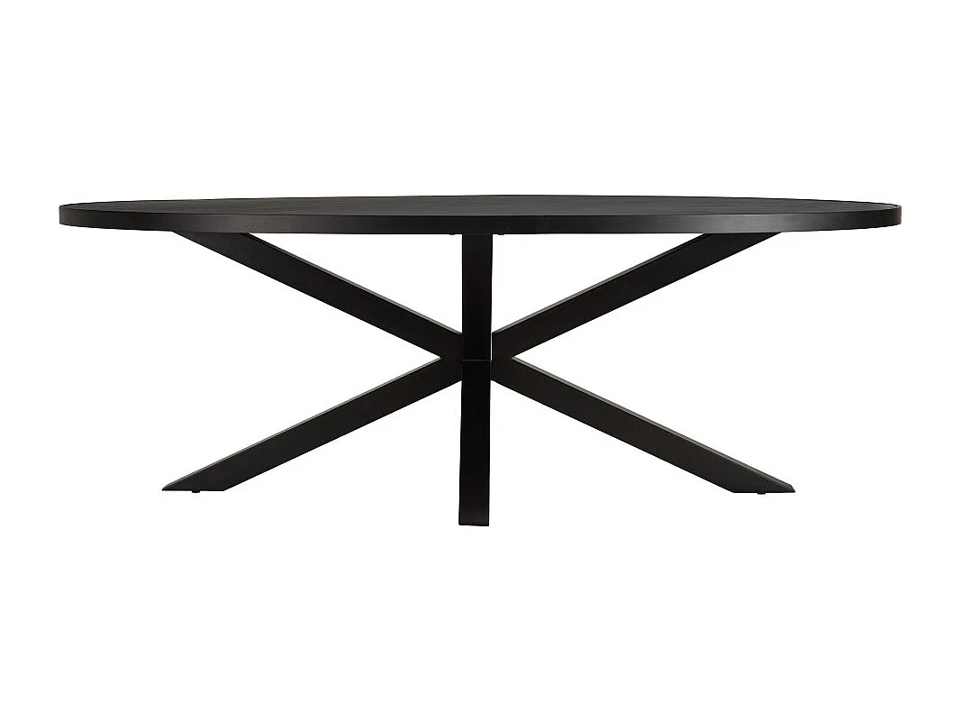 BASILE - Table à manger 220x110cm plateau noir effet pierre