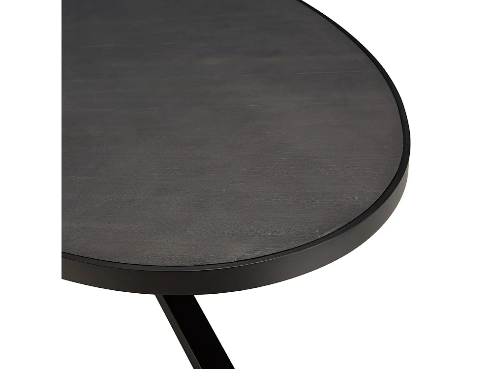 BASILE - Table à manger 220x110cm plateau noir effet pierre