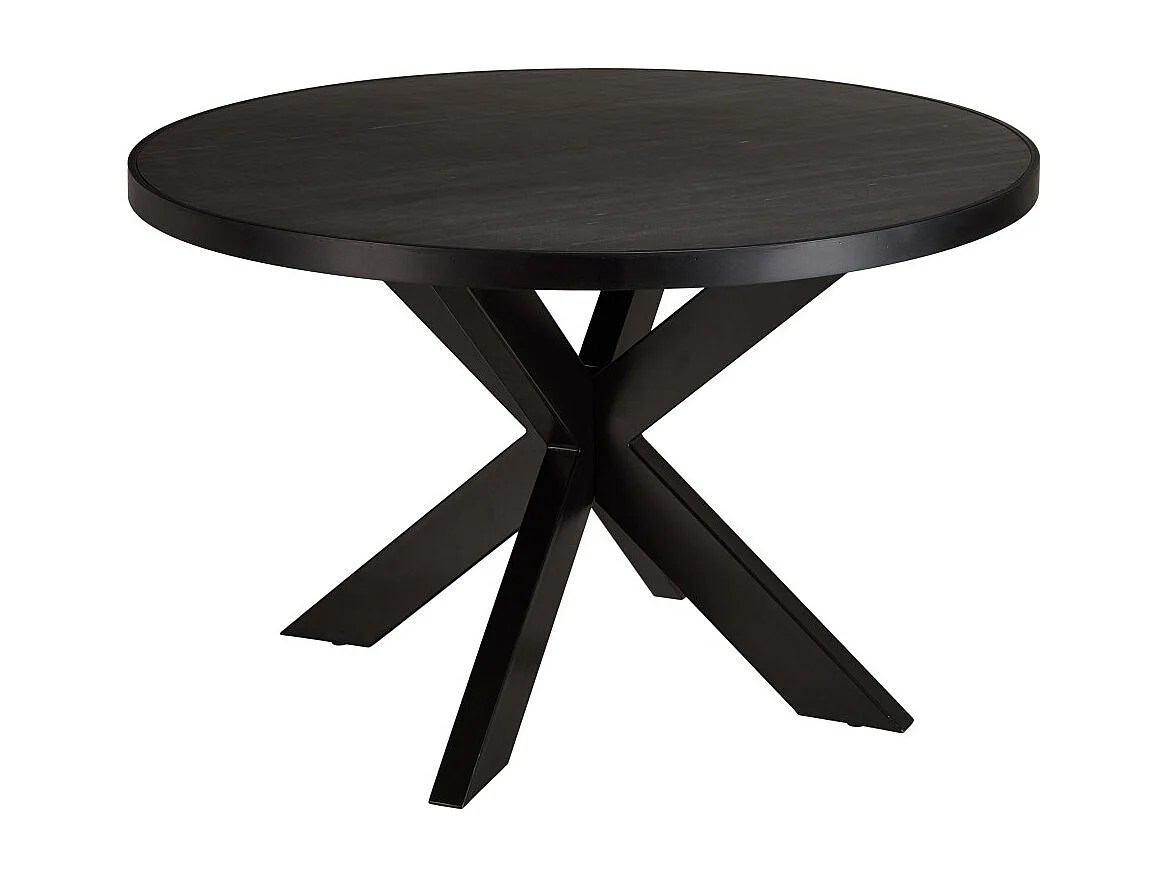 BASILE - Table à manger 120x120cm plateau noir effet pierre