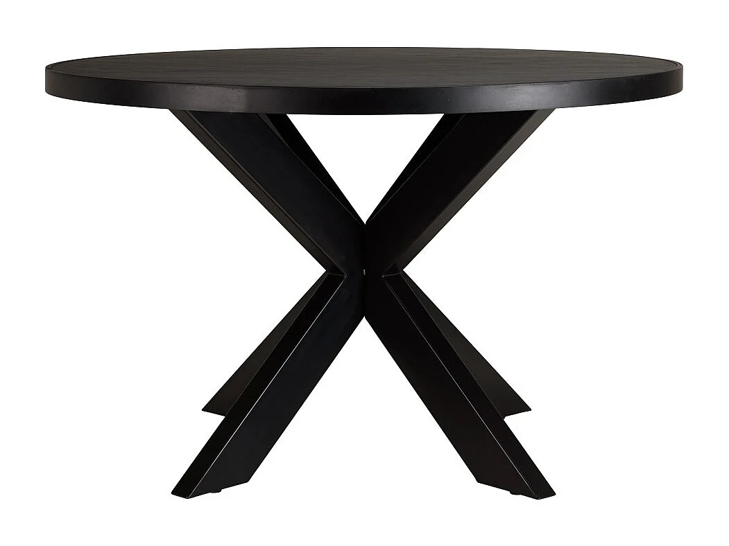 BASILE - Table à manger 120x120cm plateau noir effet pierre