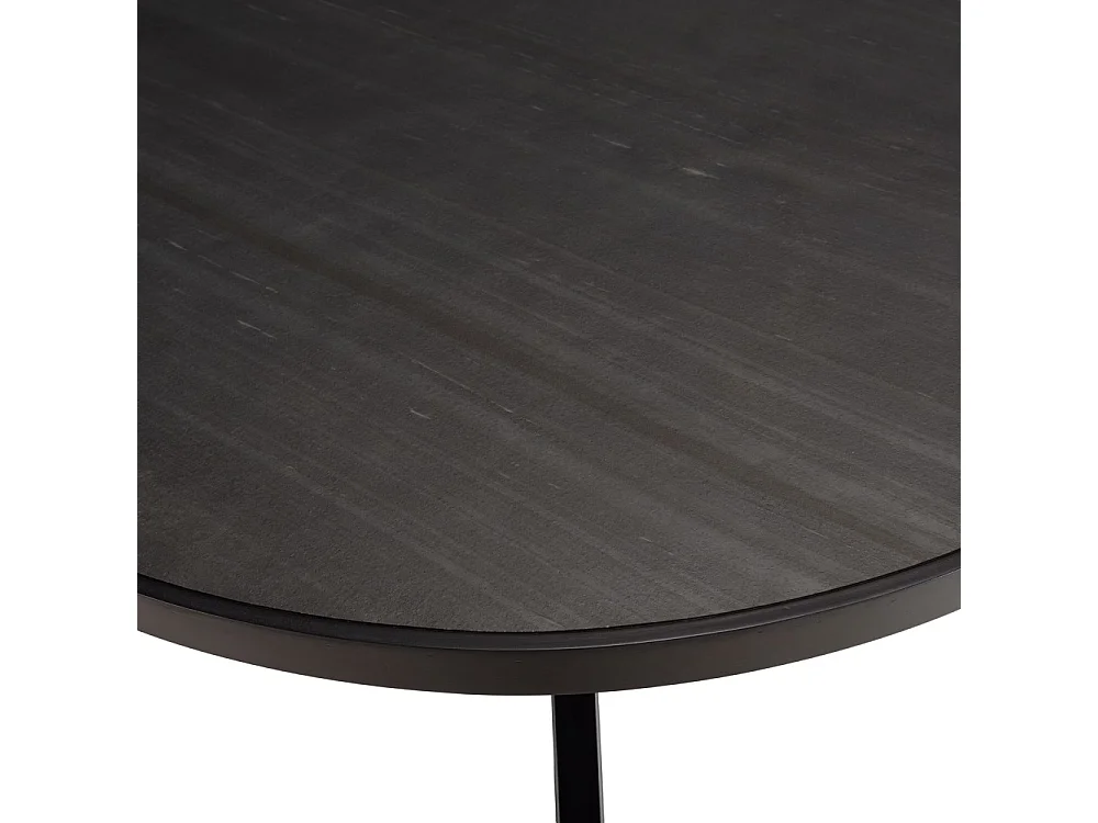 BASILE - Table à manger 120x120cm plateau noir effet pierre