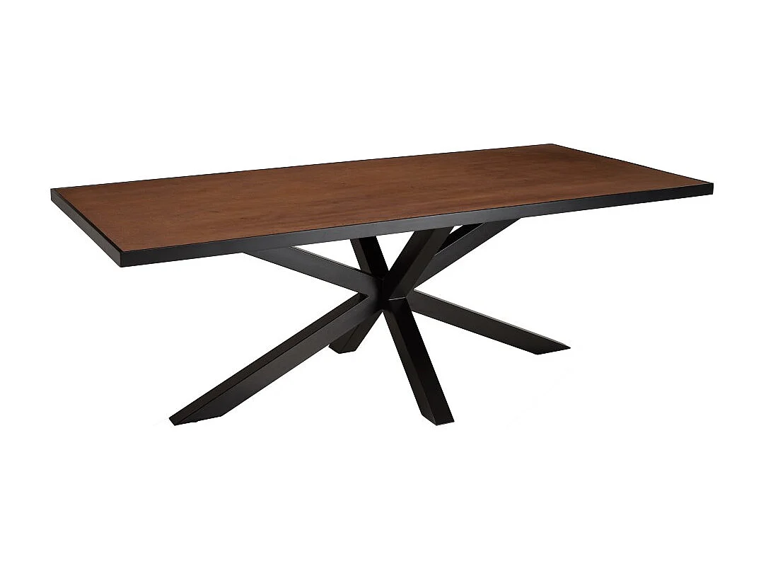 BASILE - Table à manger 220x100 effet pierre couleur marron