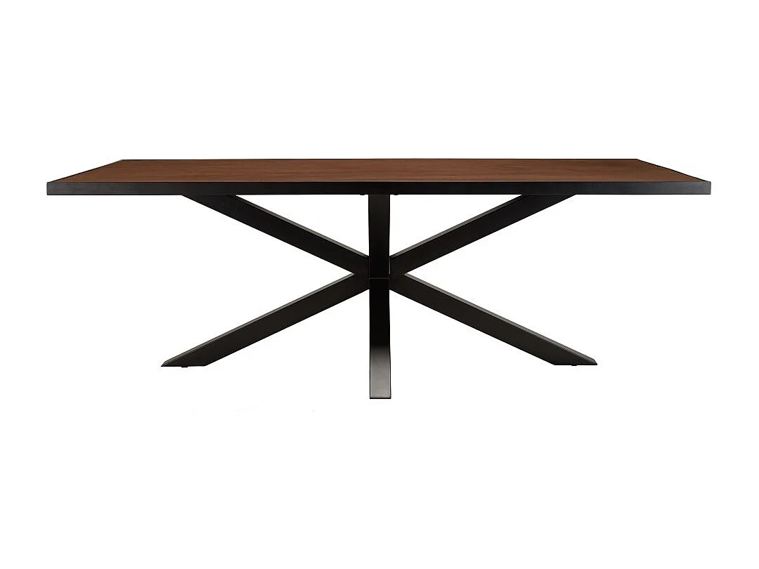 BASILE - Table à manger 220x100 effet pierre couleur marron