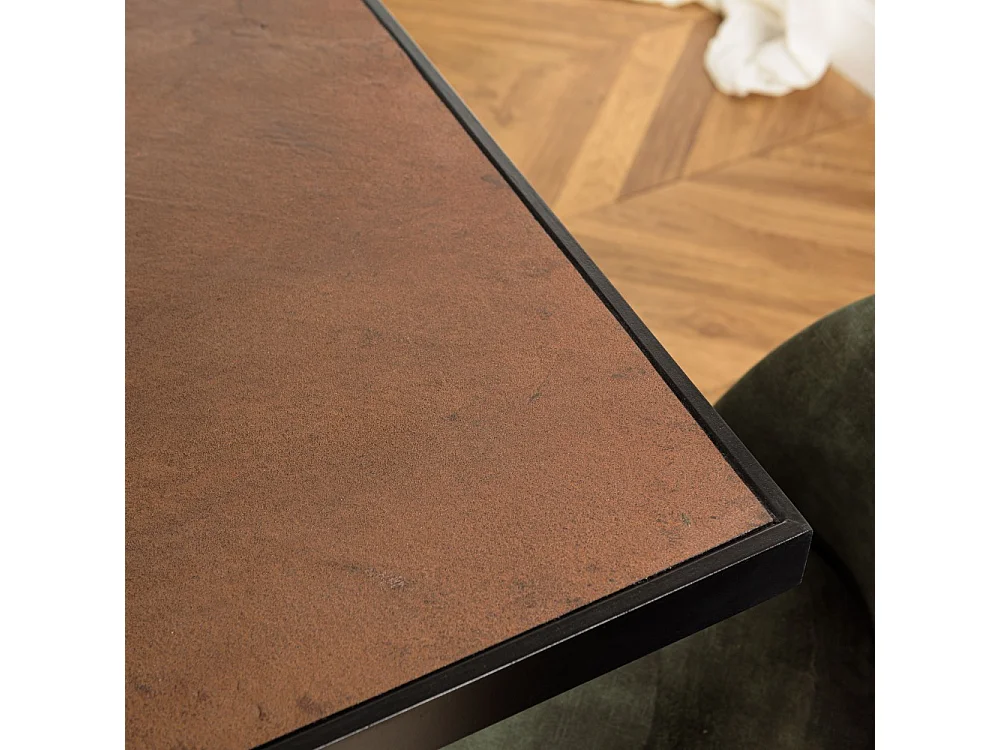 BASILE - Table à manger 220x100 effet pierre couleur marron