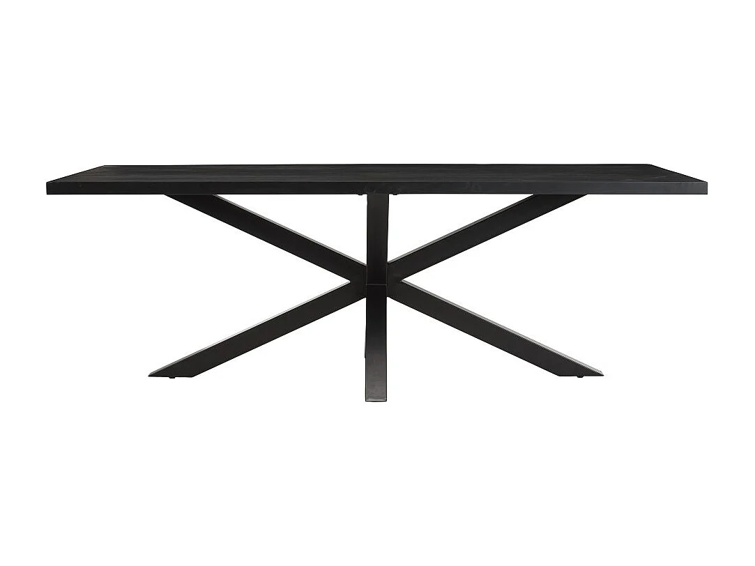 BASILE - Table à manger 220x100cm plateau noir effet pierre