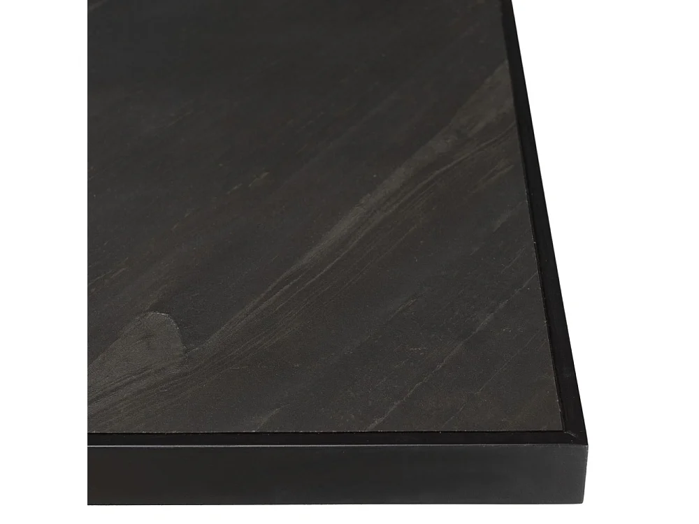 BASILE - Table à manger 220x100cm plateau noir effet pierre