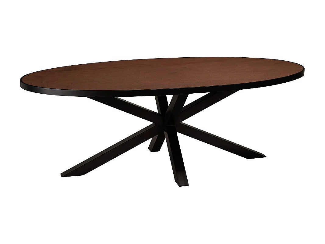BASILE - Table à manger 220x110 effet pierre couleur marron