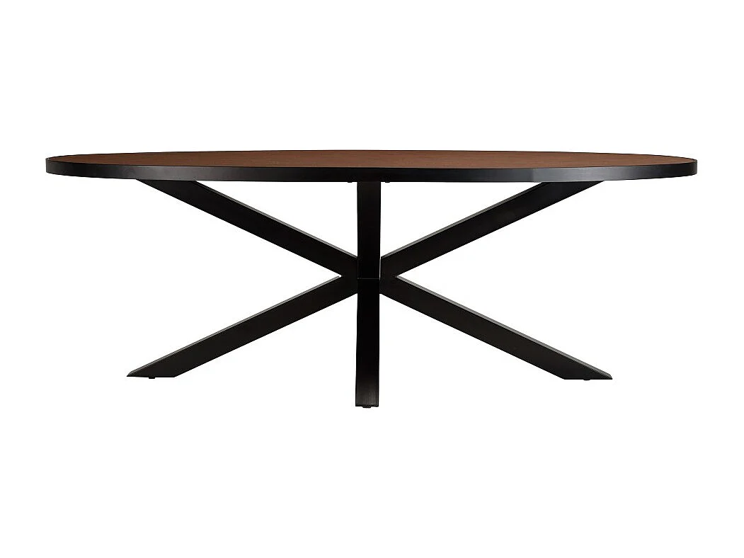 BASILE - Table à manger 220x110 effet pierre couleur marron