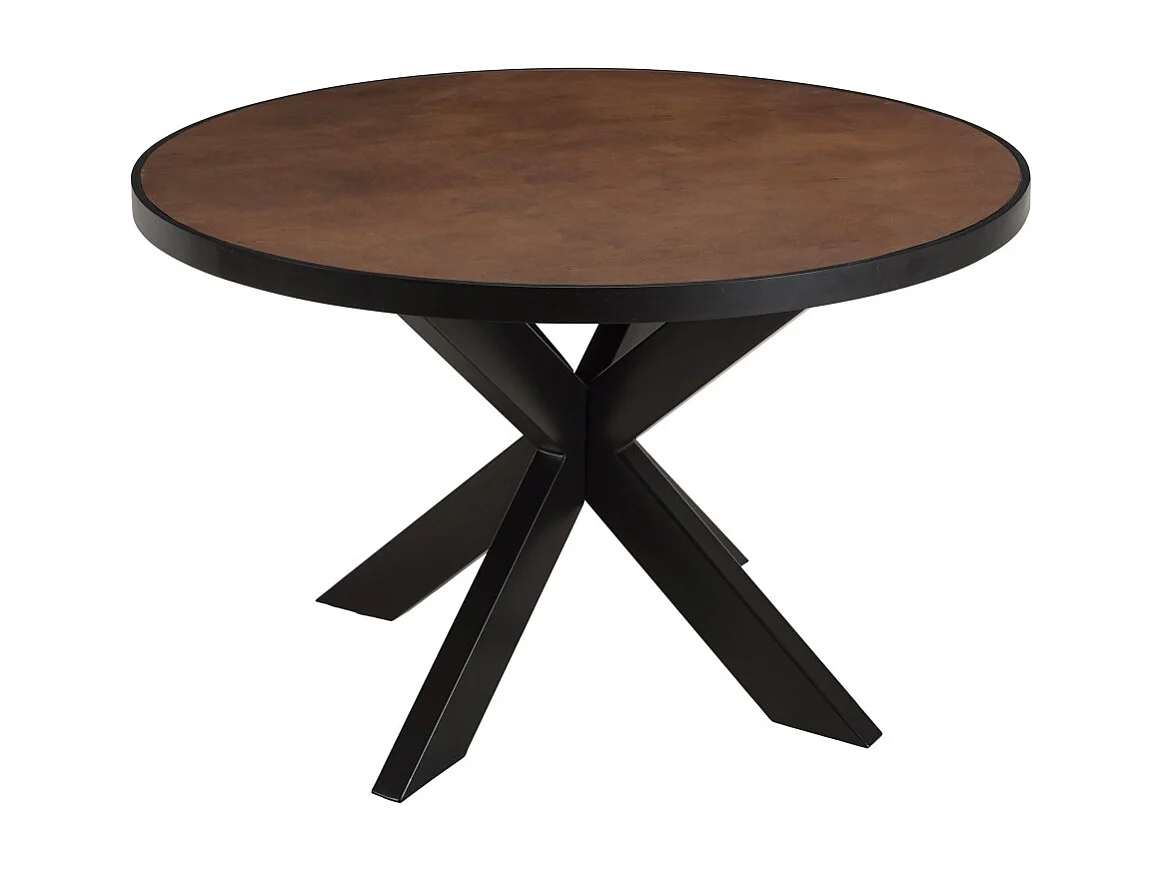 BASILE - Table à manger 120x120 effet pierre couleur marron