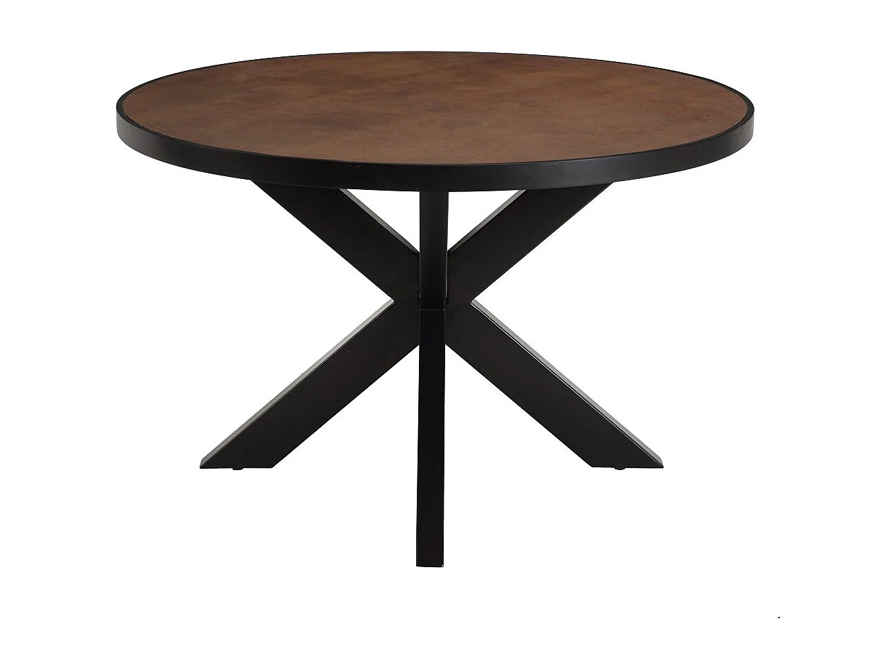 BASILE - Table à manger 120x120 effet pierre couleur marron