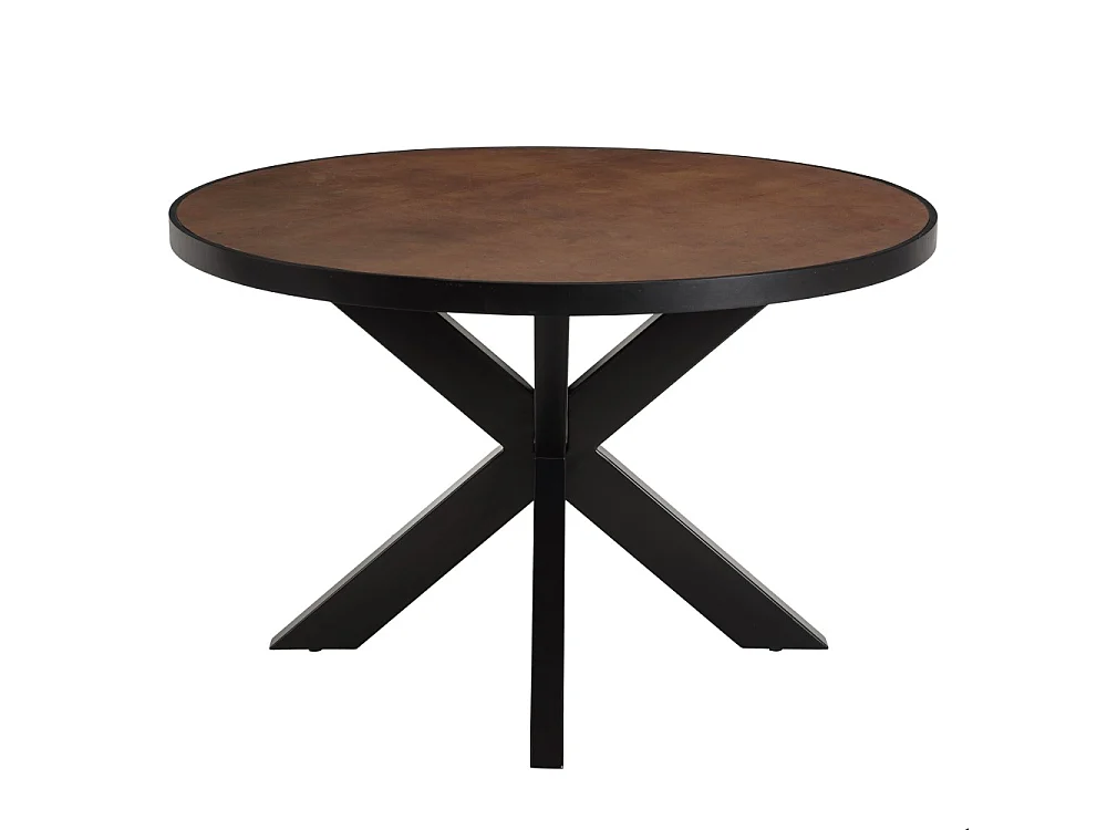 BASILE - Table à manger 120x120 effet pierre couleur marron