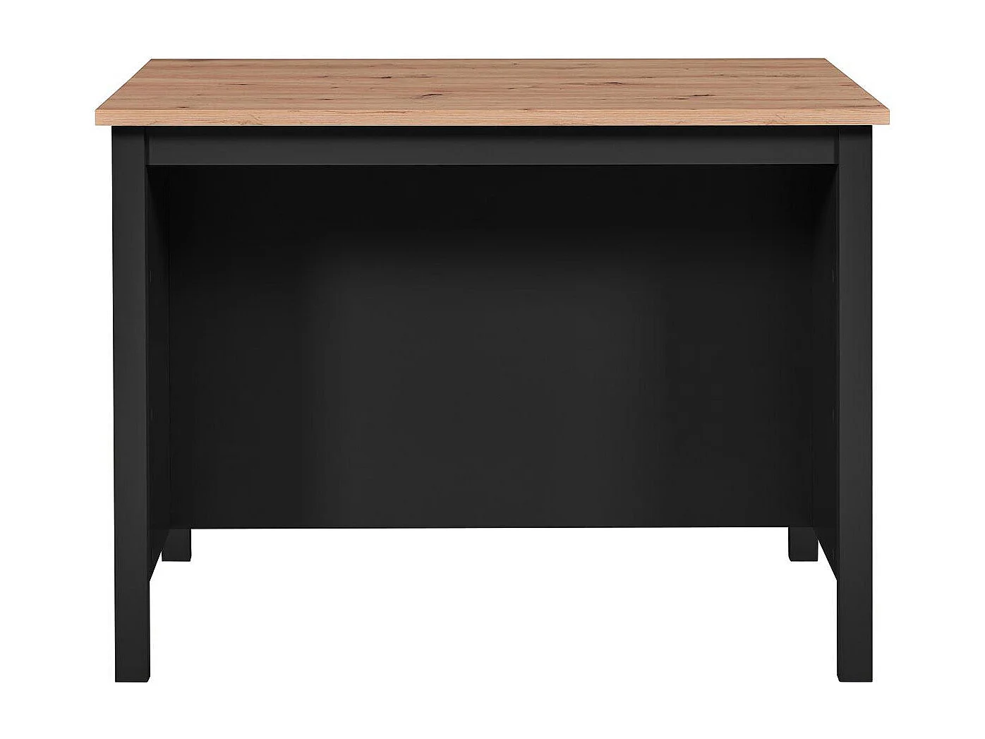 KENNY - Ilot de Cuisine Noir et Plateau Effet Bois