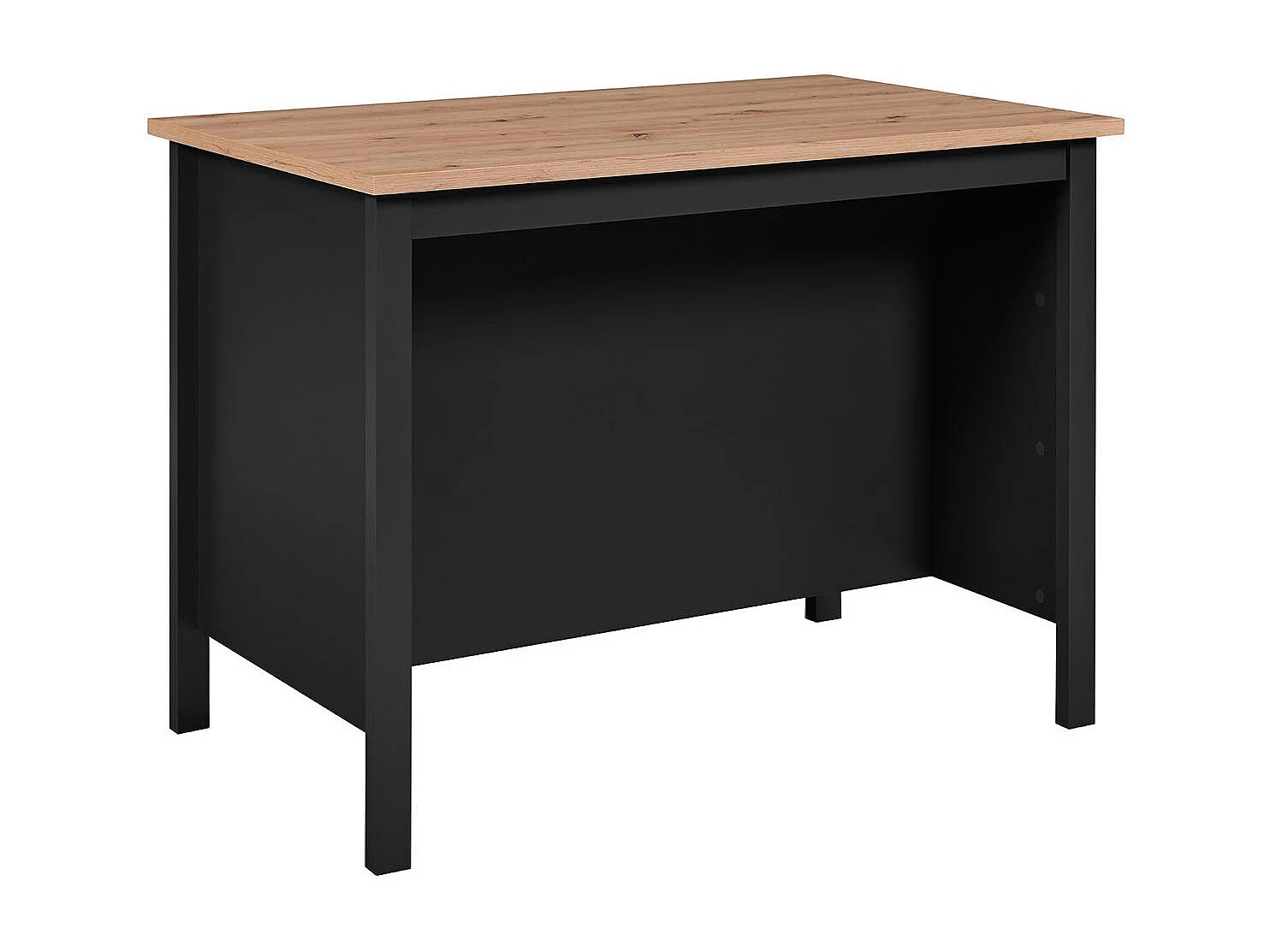 KENNY - Ilot de Cuisine Noir et Plateau Effet Bois