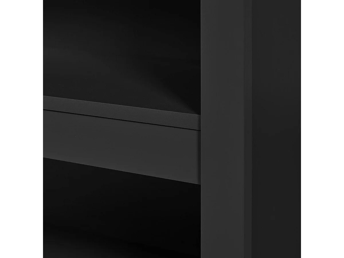 KENNY - Ilot de Cuisine Noir et Plateau Effet Bois