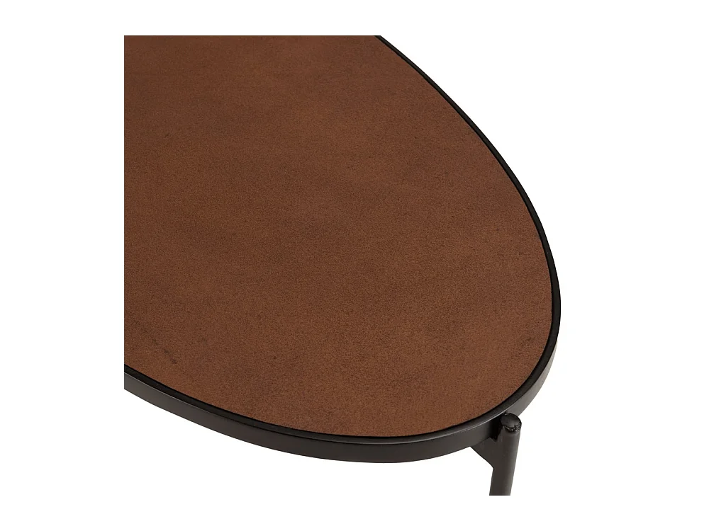 BASILE - Table basse ovale 131x65cm effet pierre couleur marron