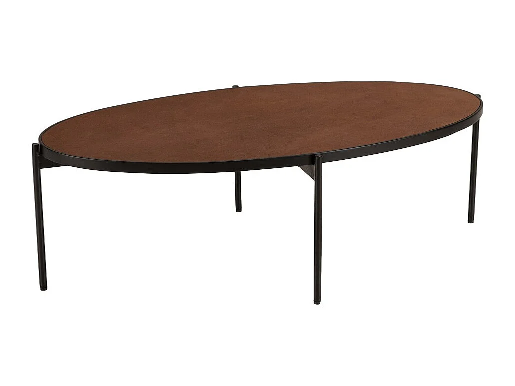 BASILE - Table basse ovale 131x65cm effet pierre couleur marron