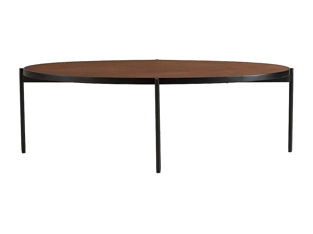 BASILE - Table basse ovale 131x65cm effet pierre couleur marron