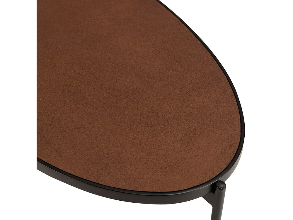 BASILE - Table basse ovale 131x65cm effet pierre couleur marron