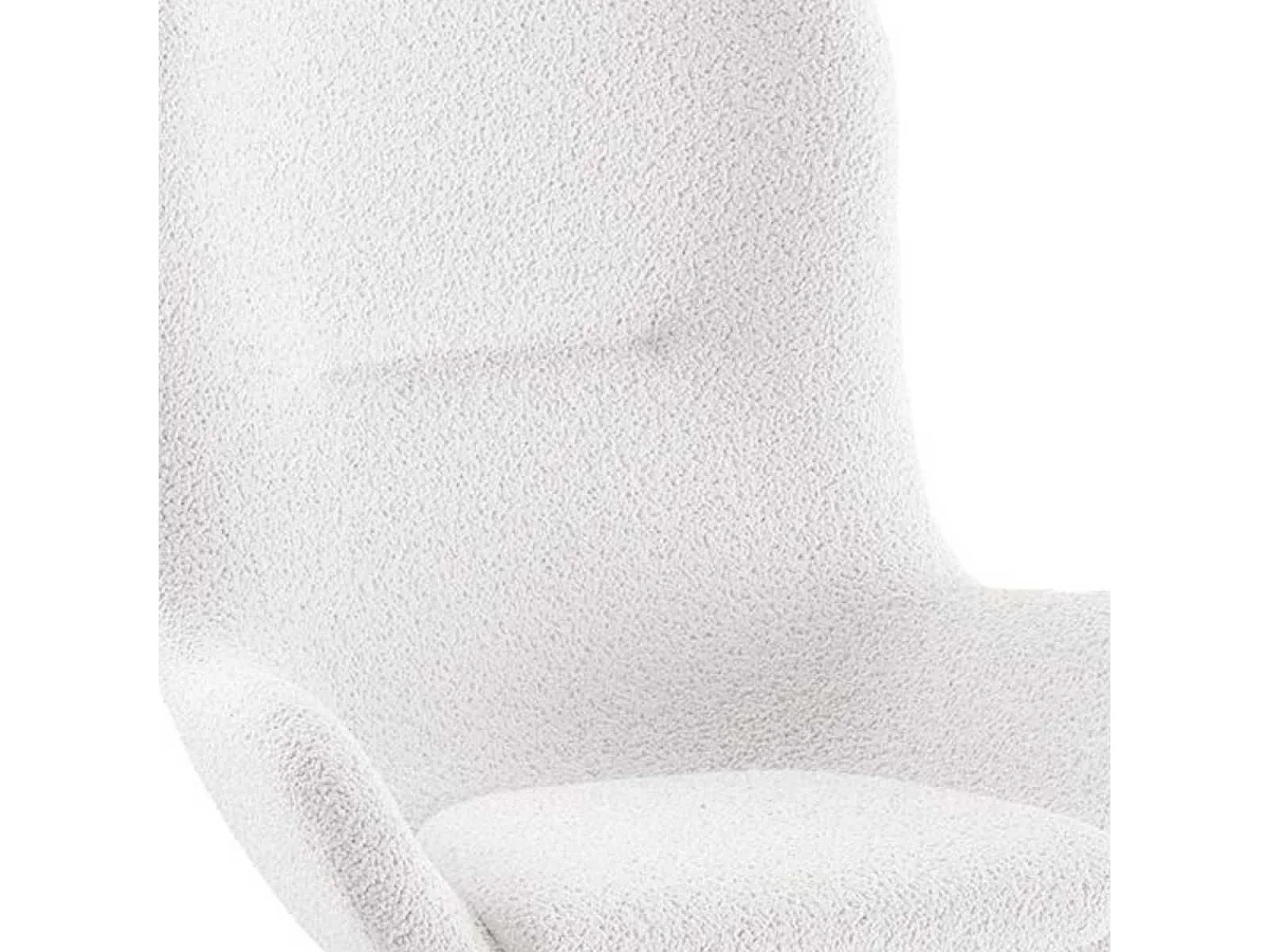 MOUTY - Chaise à Bascule Enfant en Tissu Bouclette Blanc Pieds Bois et Métal