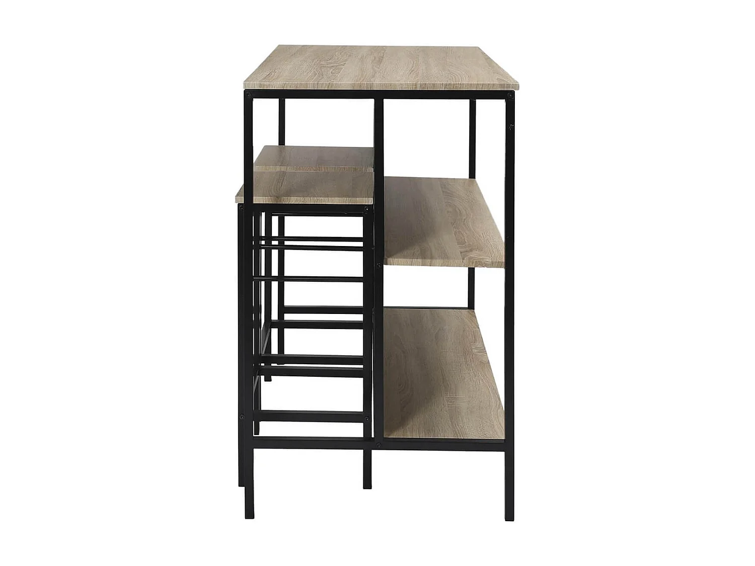 MAXIMO - Table Ilot avec Tabourets en MDF et Pieds Métal Noir