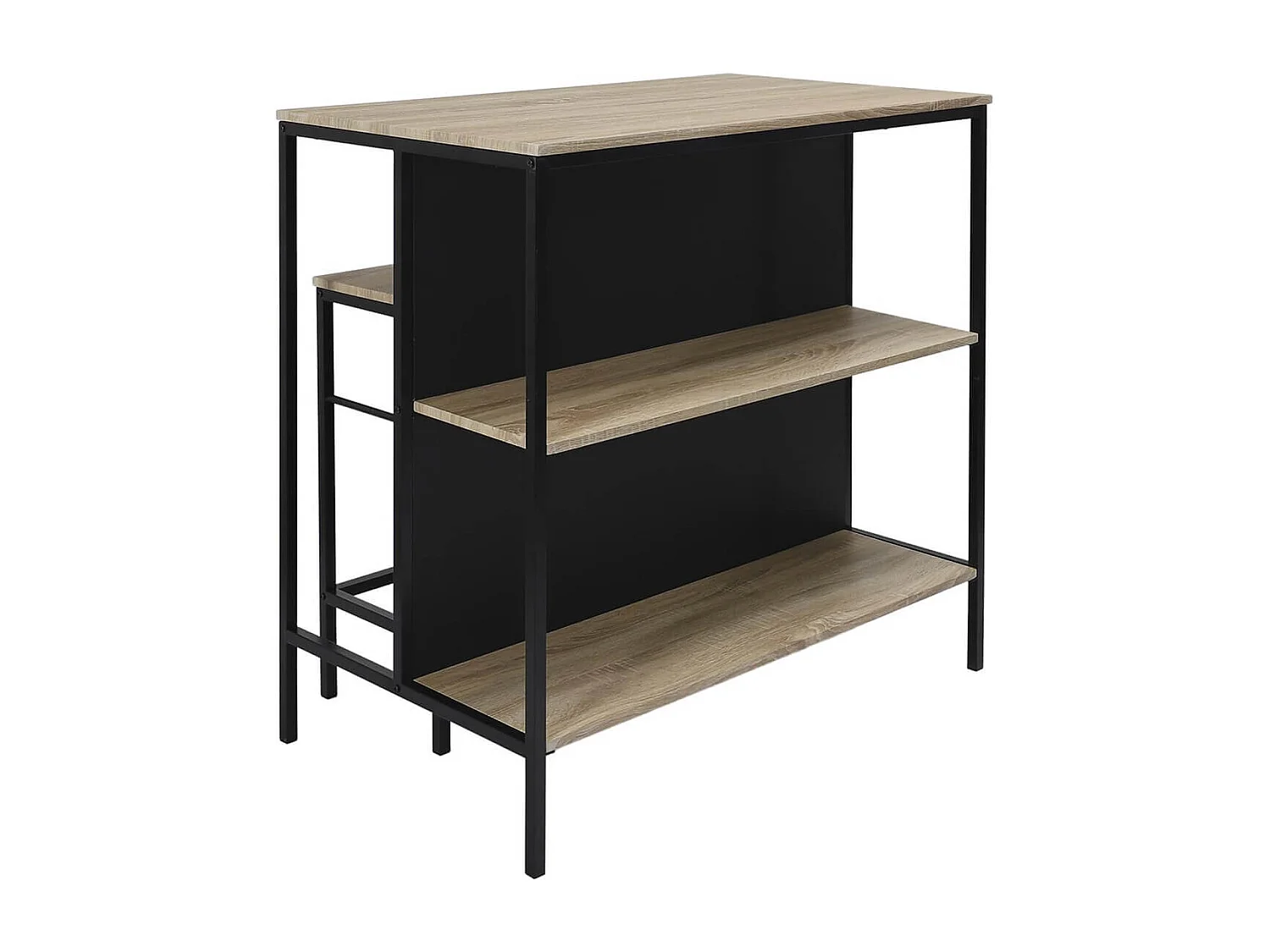 MAXIMO - Table Ilot avec Tabourets en MDF et Pieds Métal Noir