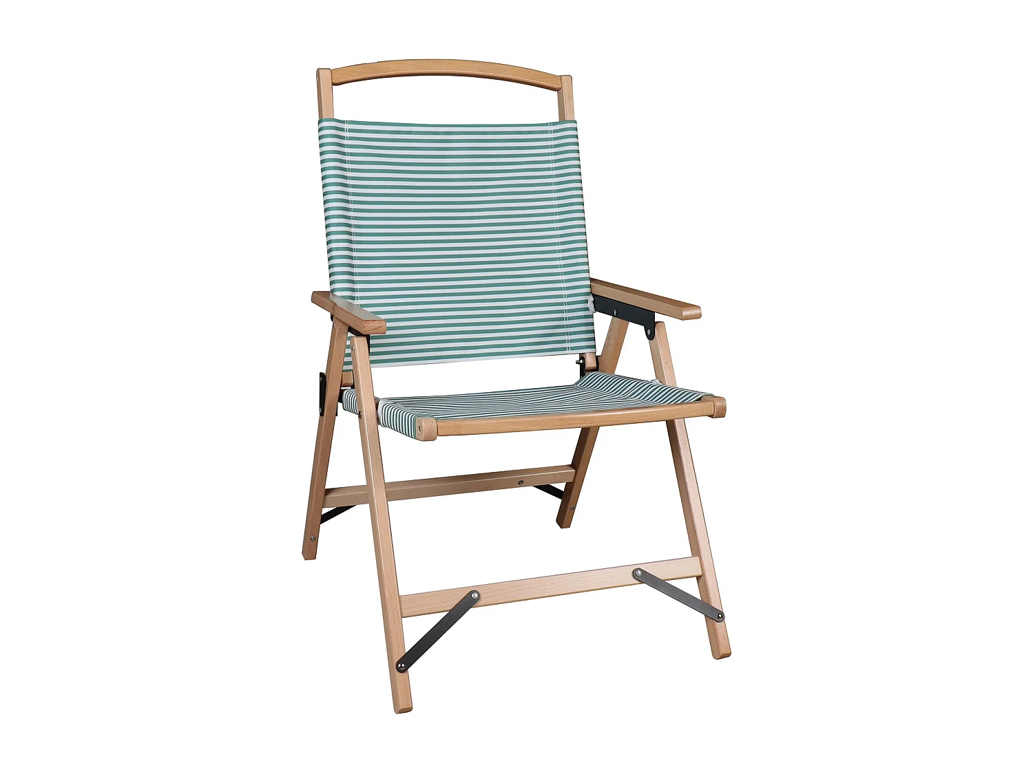 Now's Home - Chaise De Plage Bois  De Hetre Naturel/polyester Vert  55x65x90cm Playa
