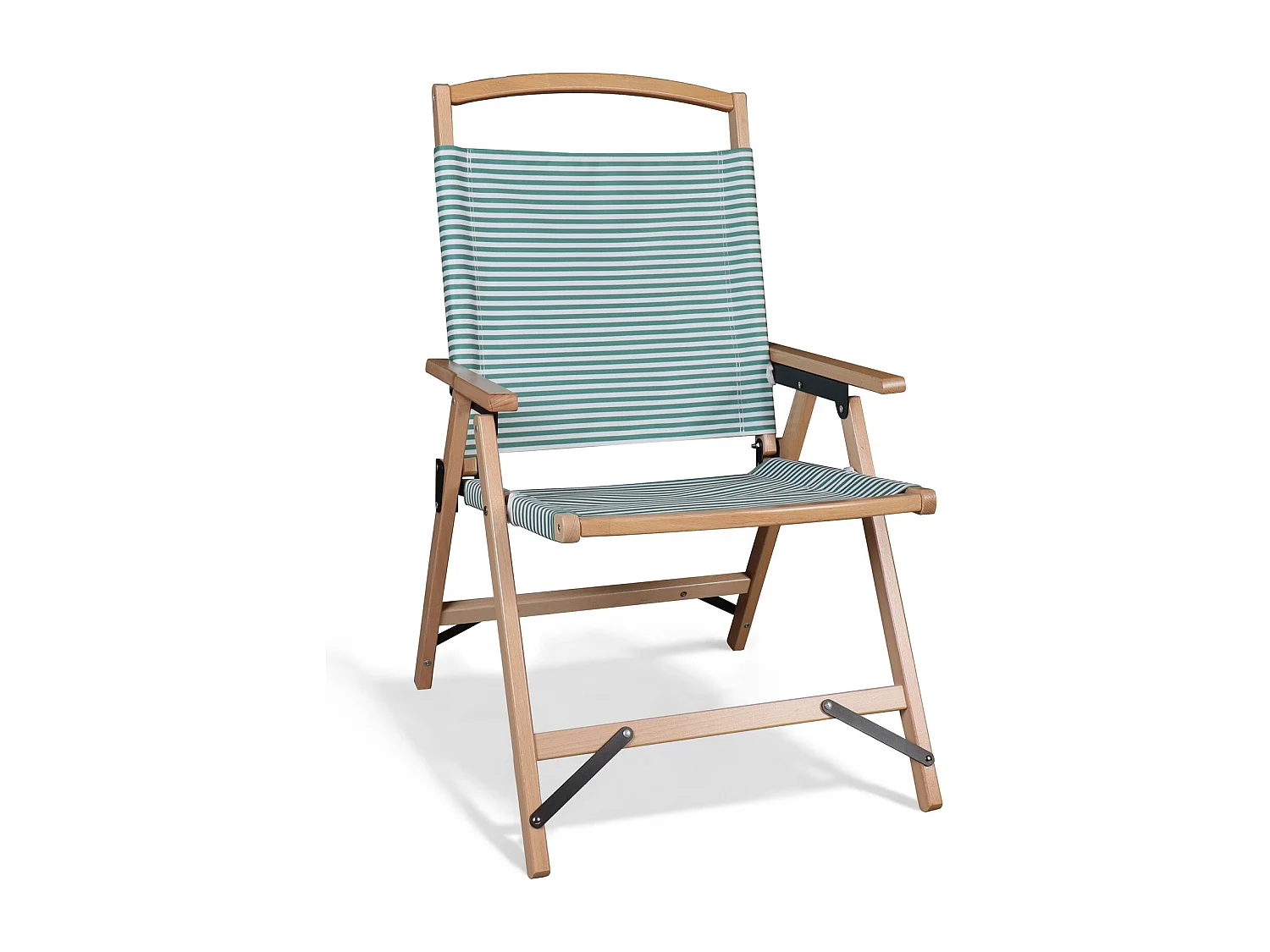 Now's Home - Chaise De Plage Bois  De Hetre Naturel/polyester Vert  55x65x90cm Playa