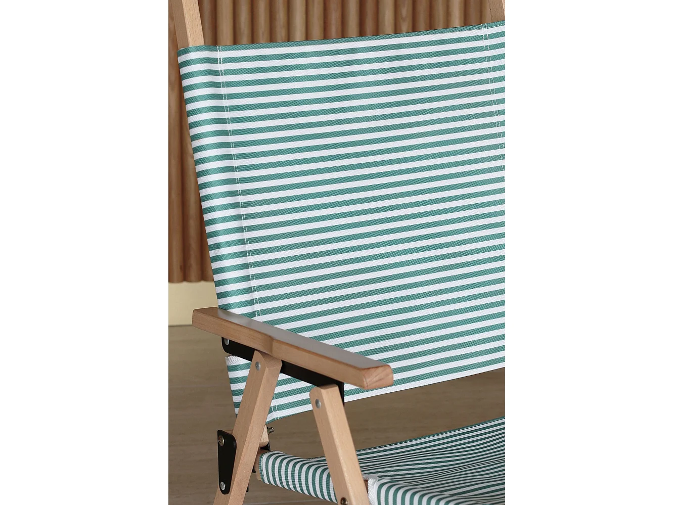 Now's Home - Chaise De Plage Bois  De Hetre Naturel/polyester Vert  55x65x90cm Playa