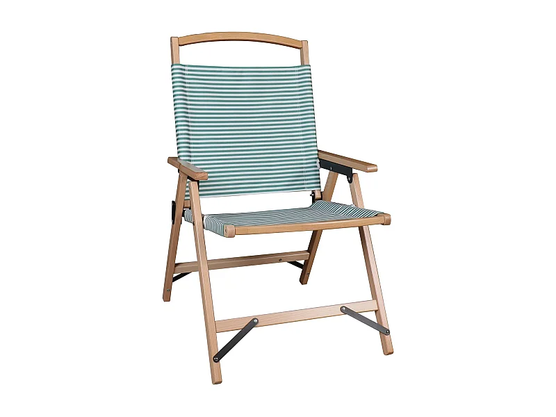 Now's Home - Chaise De Plage Bois  De Hetre Naturel/polyester Vert  55x65x90cm Playa