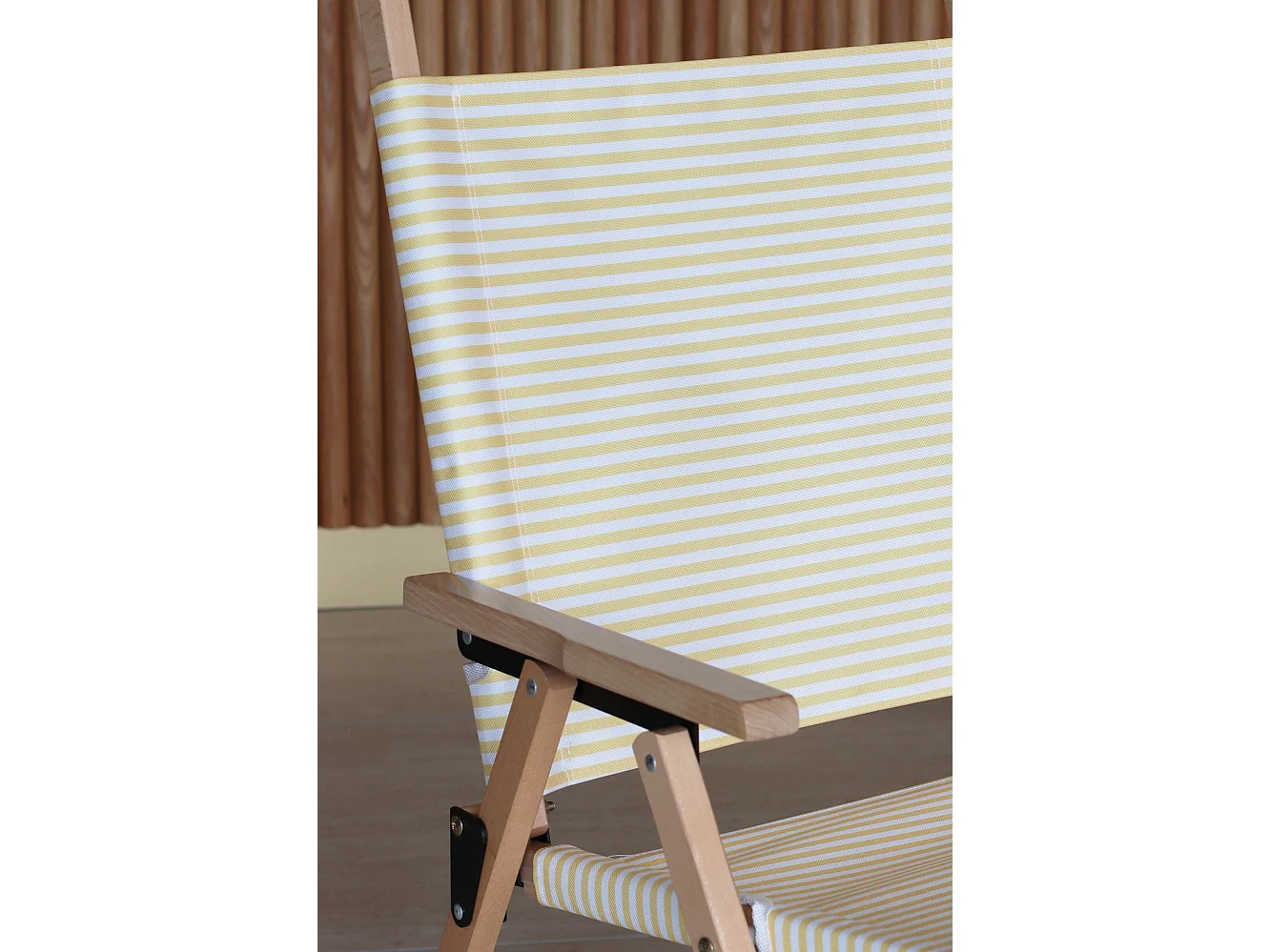 Now's Home - Chaise De Plage Bois De Hêtre Naturel/polyester Jaune 55x65x90cm Playa