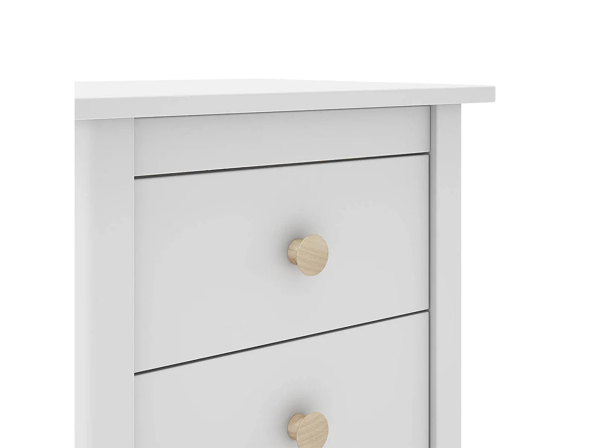 DAVA - Chevet  3 Tiroirs en Pin Massif Blanc