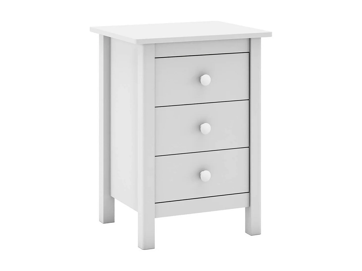 DAVA - Chevet  3 Tiroirs en Pin Massif Blanc