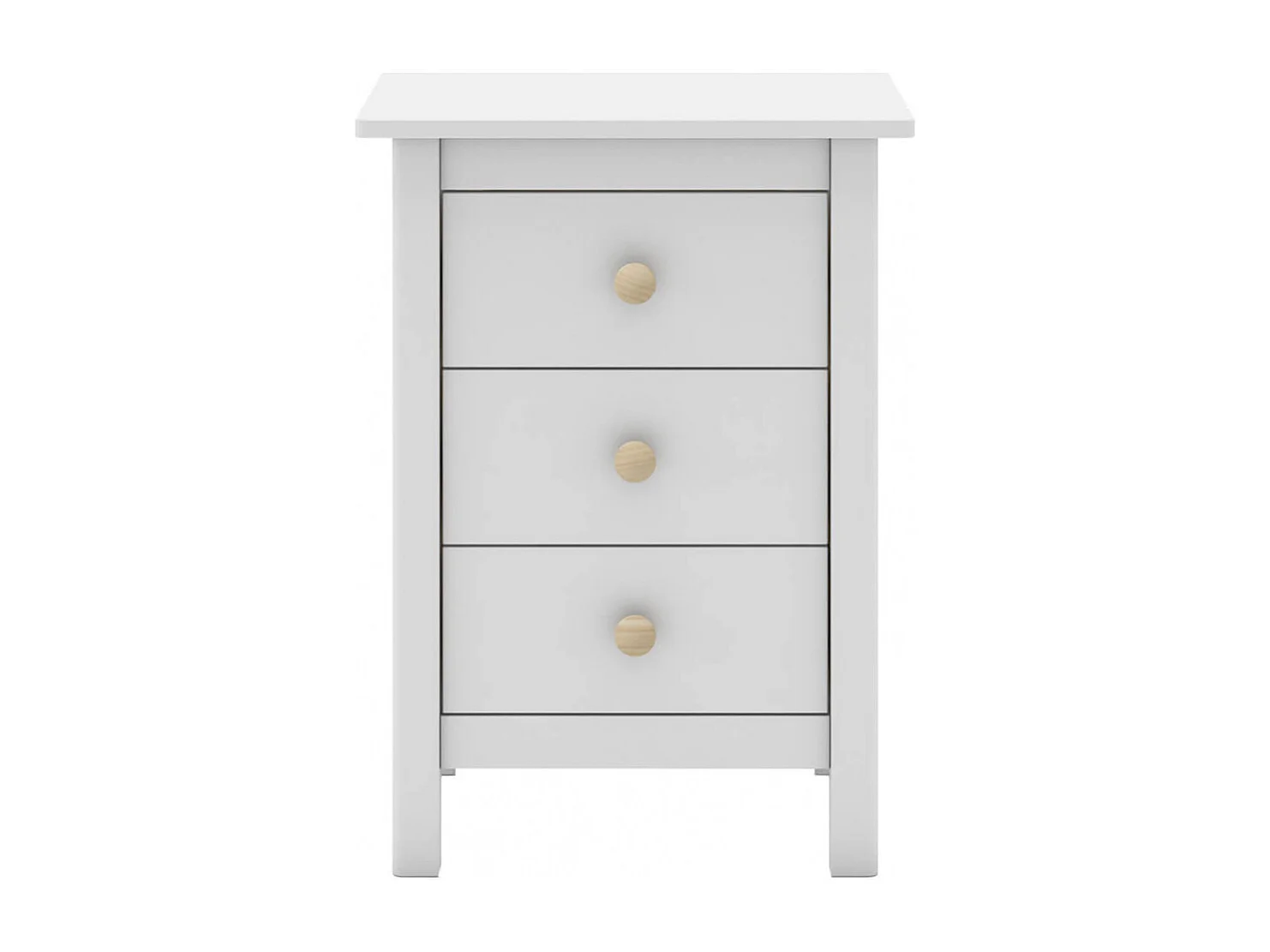 DAVA - Chevet  3 Tiroirs en Pin Massif Blanc