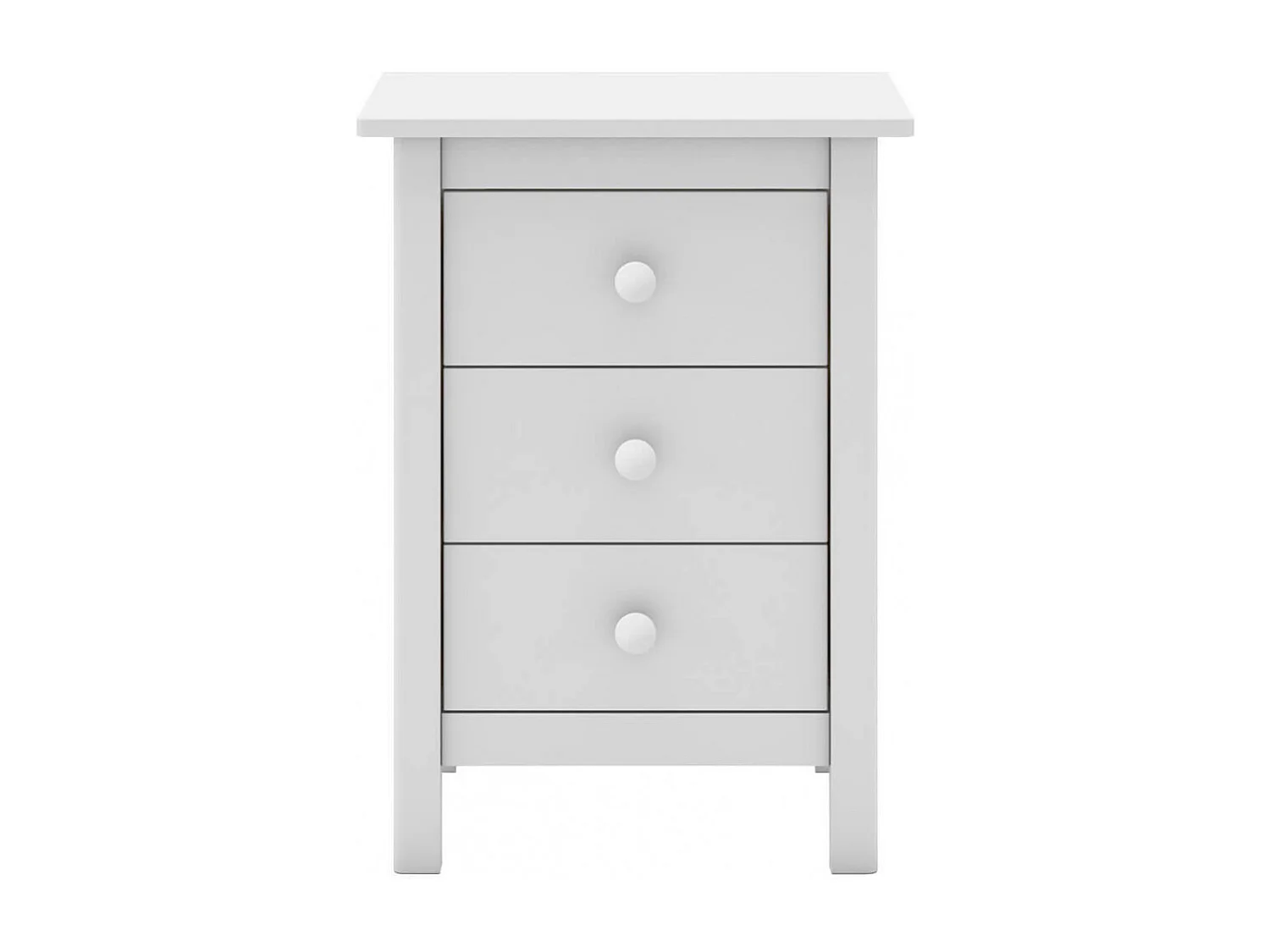 DAVA - Chevet  3 Tiroirs en Pin Massif Blanc