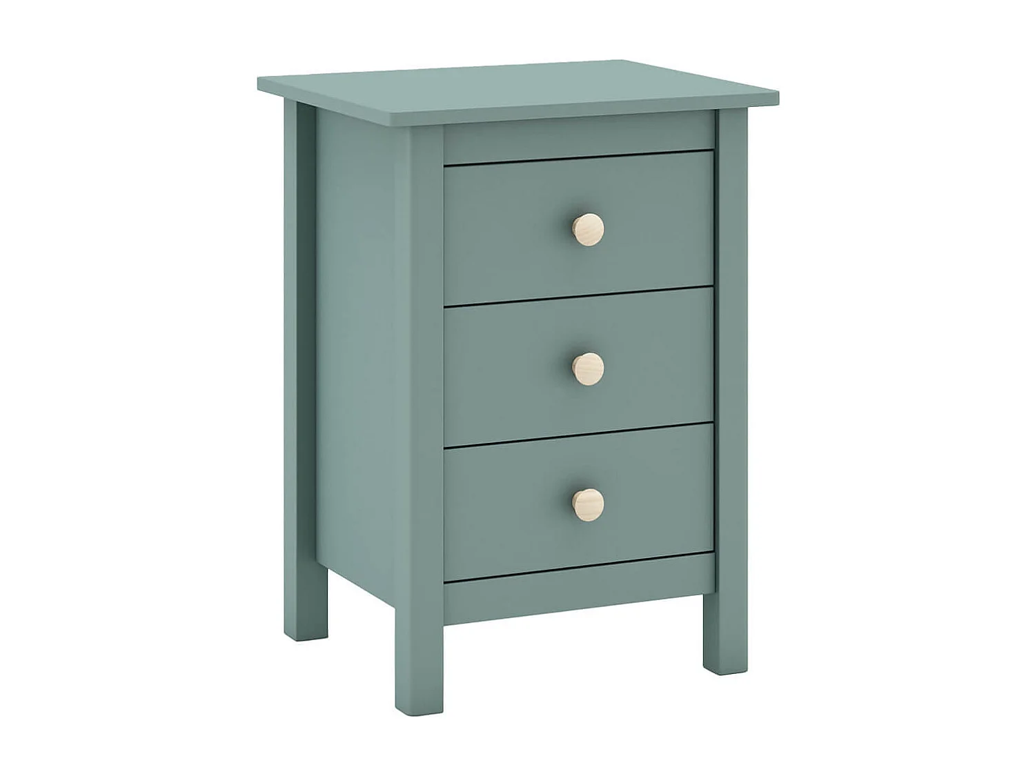 DAVA - Chevet  3 Tiroirs en Pin Massif Vert Pétrole
