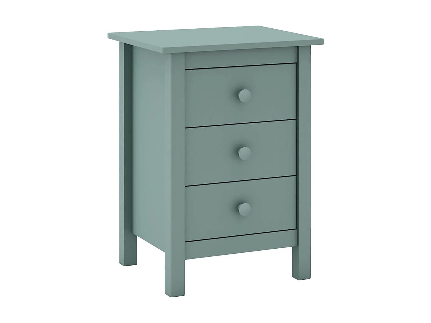 DAVA - Chevet  3 Tiroirs en Pin Massif Vert Pétrole