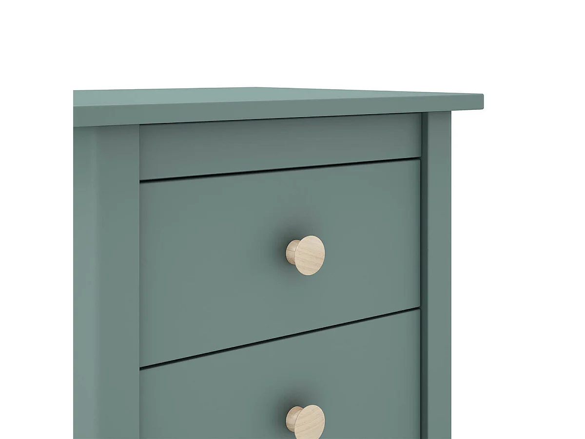 DAVA - Chevet  3 Tiroirs en Pin Massif Vert Pétrole