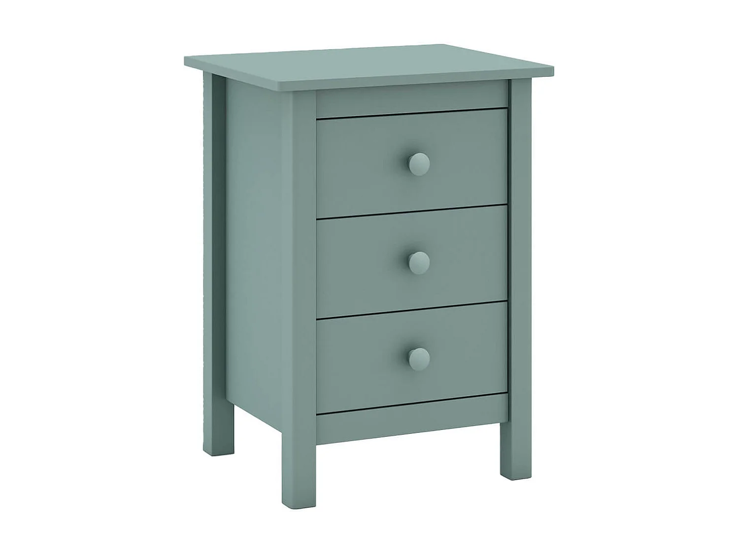 DAVA - Chevet  3 Tiroirs en Pin Massif Vert Pétrole