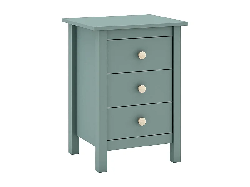 DAVA - Chevet  3 Tiroirs en Pin Massif Vert Pétrole