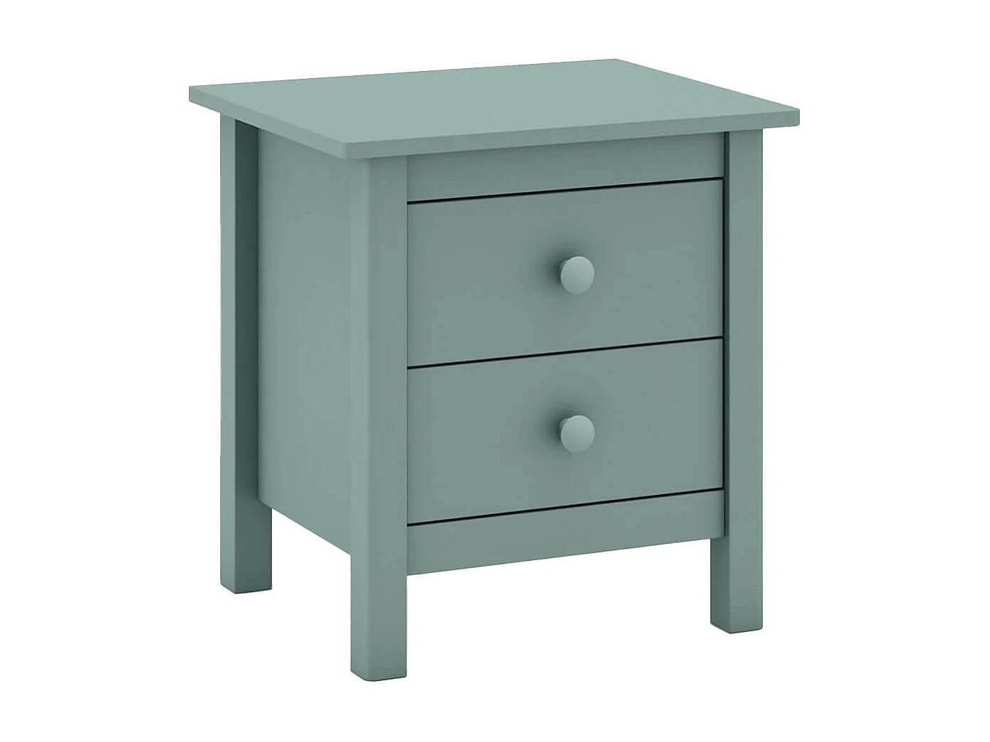 DAVA - Chevet  2 Tiroirs en Pin Massif Vert Pétrole