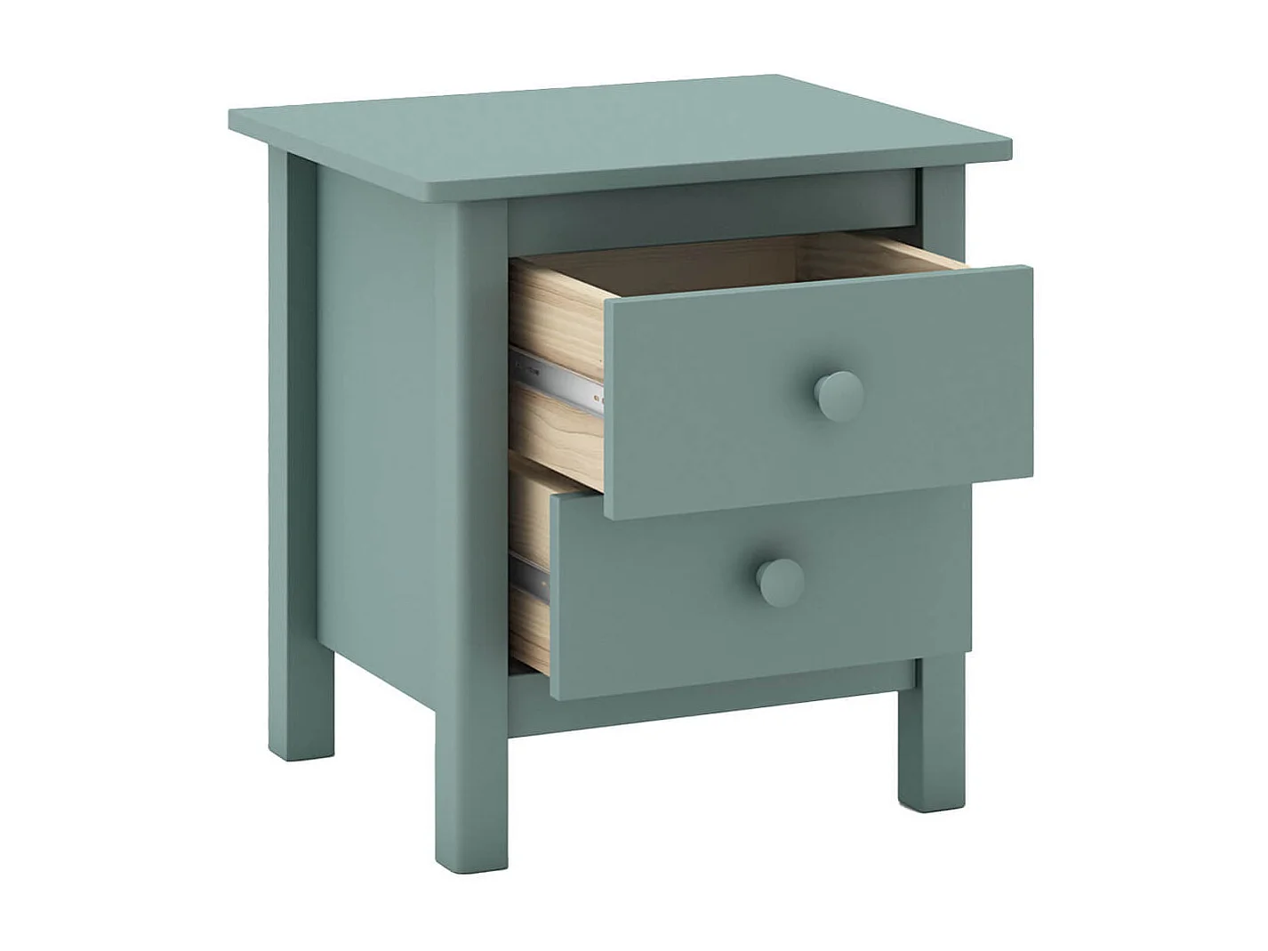 DAVA - Chevet  2 Tiroirs en Pin Massif Vert Pétrole