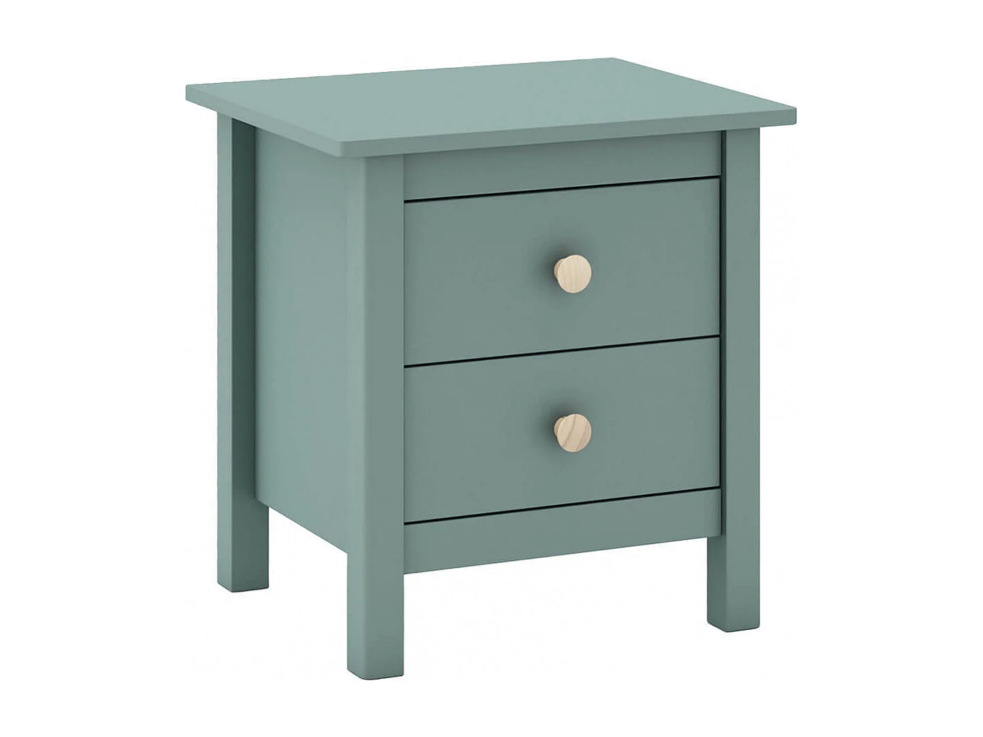DAVA - Chevet  2 Tiroirs en Pin Massif Vert Pétrole