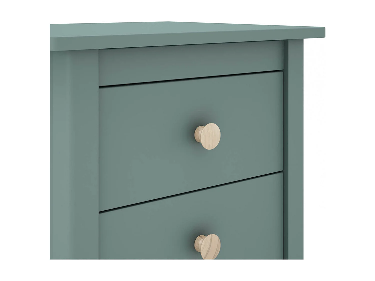 DAVA - Chevet  2 Tiroirs en Pin Massif Vert Pétrole