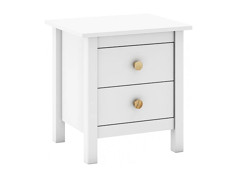DAVA - Chevet  2 Tiroirs en Pin Massif Blanc