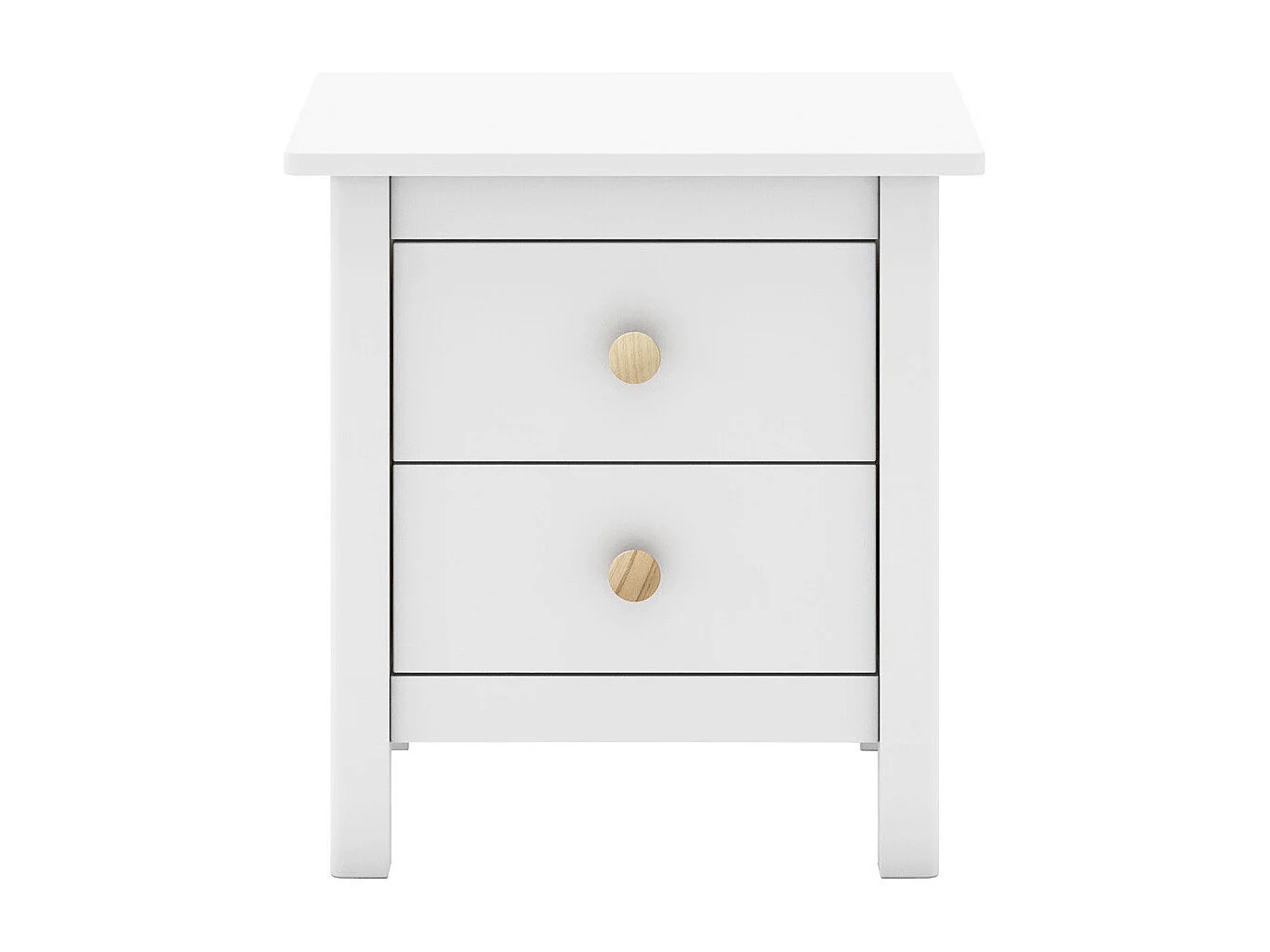 DAVA - Chevet  2 Tiroirs en Pin Massif Blanc