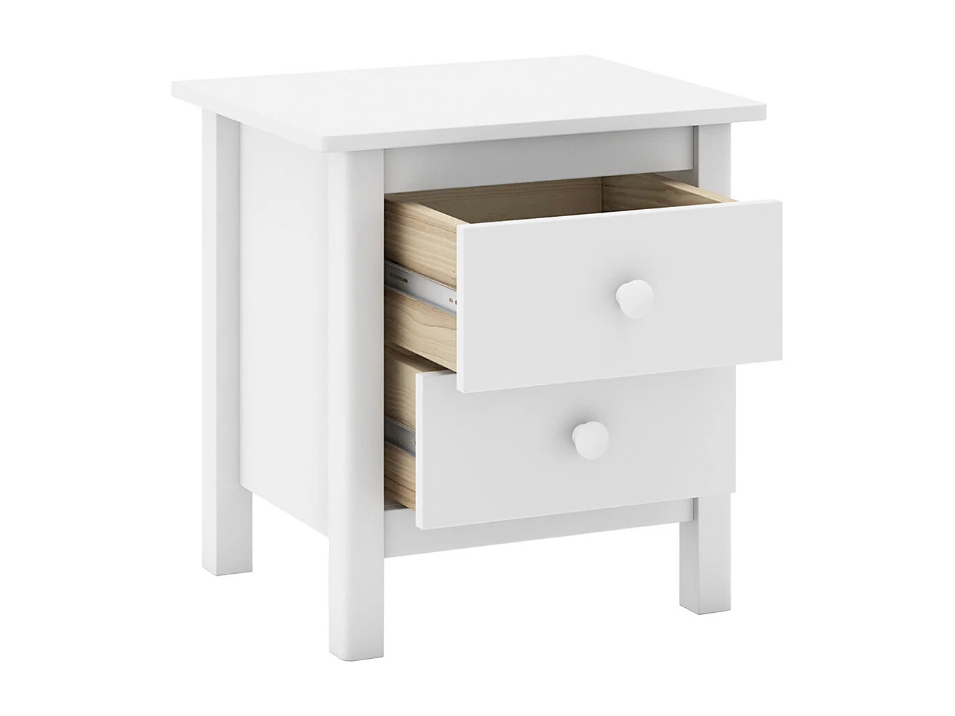DAVA - Chevet  2 Tiroirs en Pin Massif Blanc
