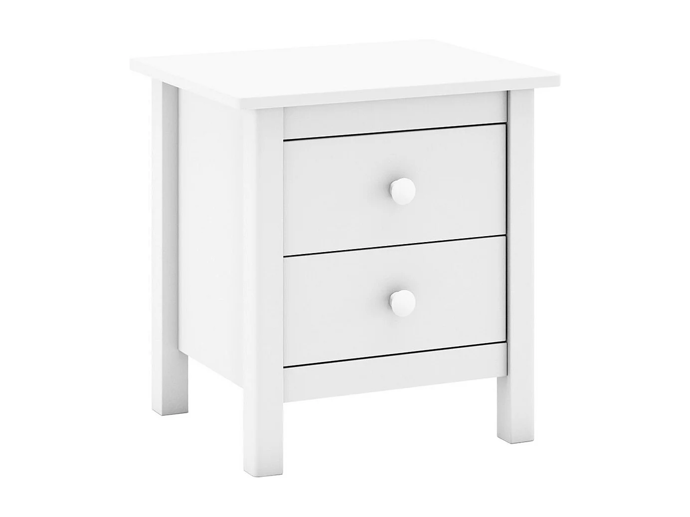 DAVA - Chevet  2 Tiroirs en Pin Massif Blanc